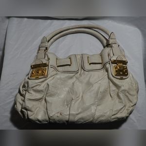 Juicy Couture Y2K Vintage Boho Leather Handbag Purse Cream